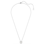 Ariana Grande x Swarovski pendant Crystal Pearl, Round cut, Flower, White, Rhodium plated